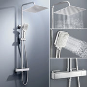 Colonna doccia con miscelatore termostatico, saliscendi doccia tondo regolabile 72-120cm, cromo