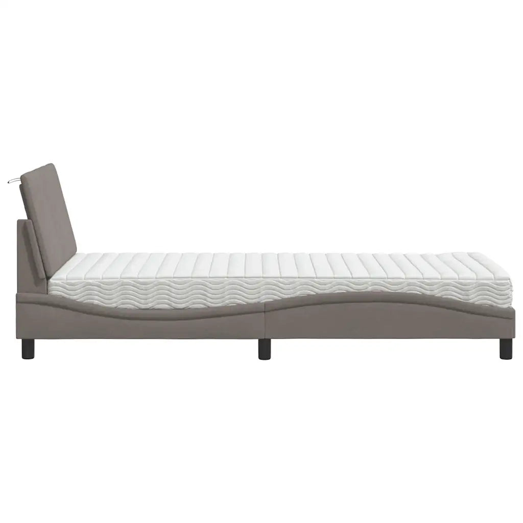 Letto con Materasso Hanko Tortora 90x200 cm in Tessuto