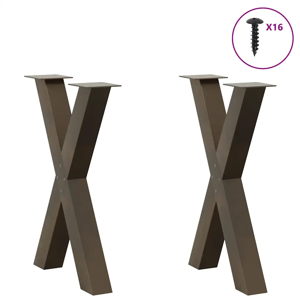 vidaXL Gambe per tavolo da pranzo a forma di X 2 pz in acciaio naturale 50x(72-73) cm