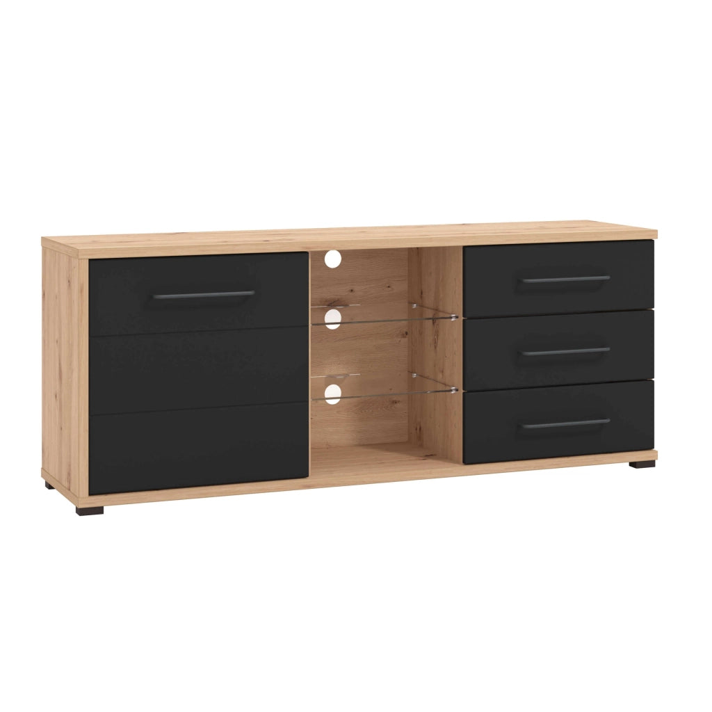 porta tv un anta tre cassetti moderno minimal in legno cm 161 5x40x65 h - ELLI