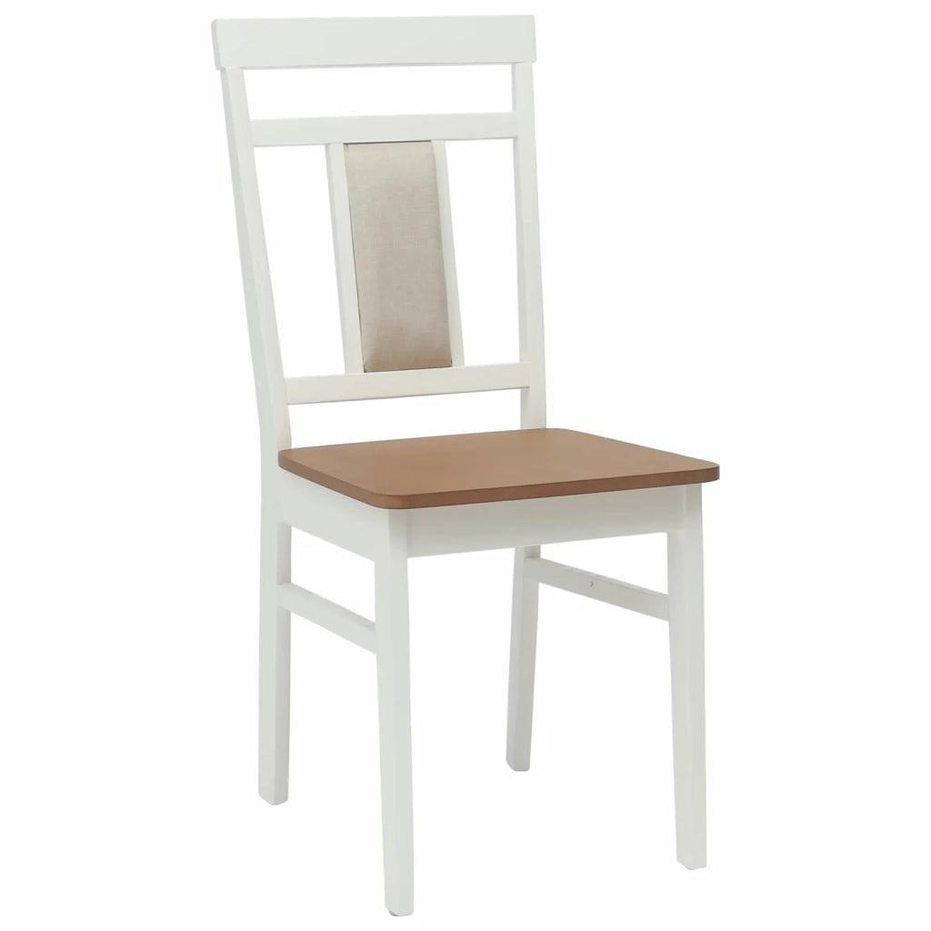 Sedia da pranzo 2 pcs Bianco e Naturale Legno di gomma solido 42020506