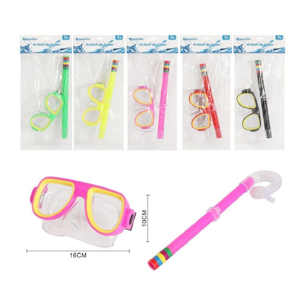 Trade Shop - Maschera Con Boccaglio Mare Nuoto Piscina Estate Sub 16x10cm Colori Vari 605412 -