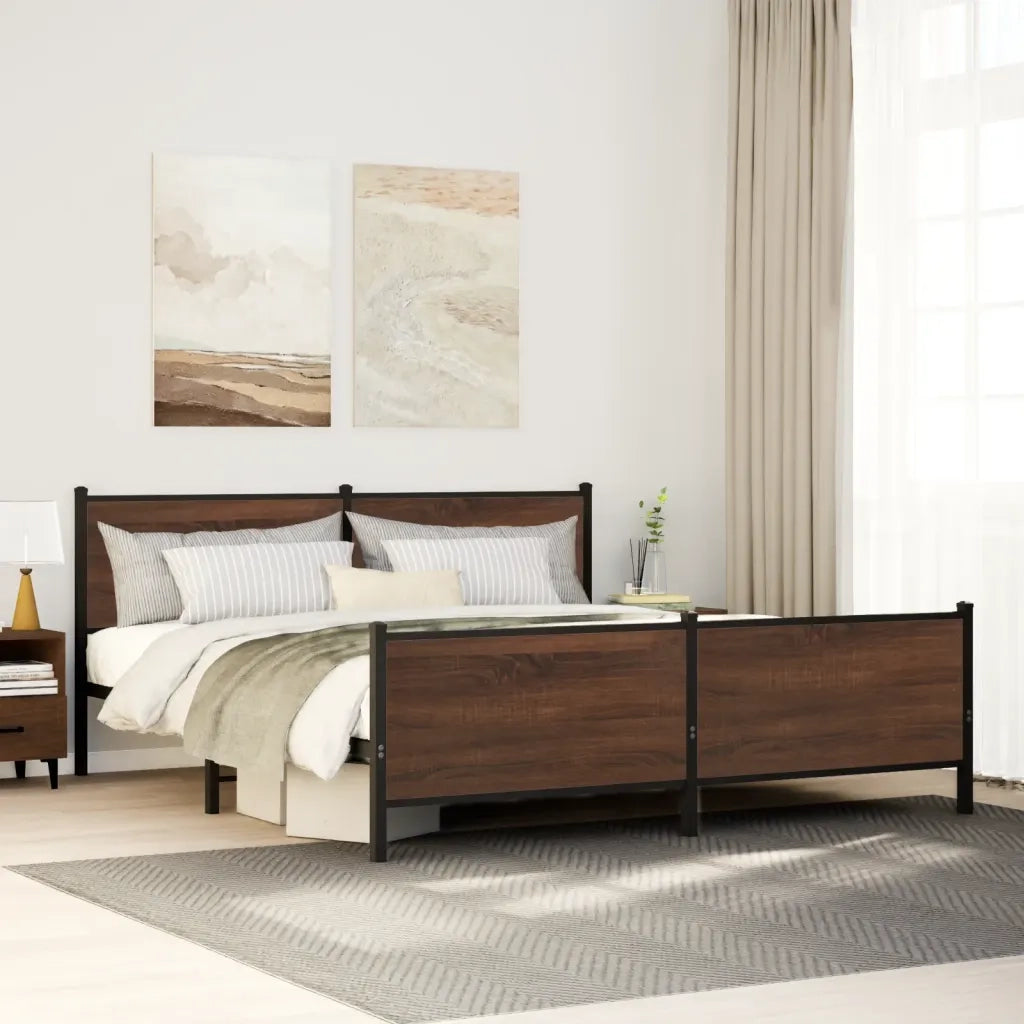 Giroletto senza Materaso in Metallo Rovere Marrone 200x200 cm 3301376