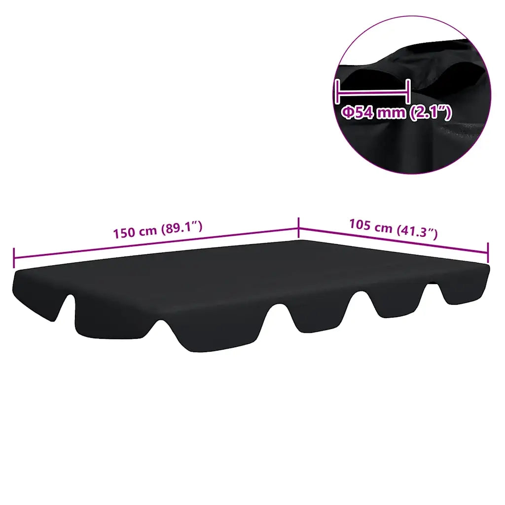 Baldacchino per Dondolo Giardino Nero 150/130x105/70 cm 312106