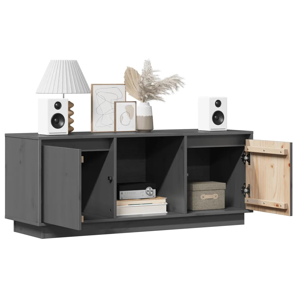 Mobile Porta TV Grigio 110,5x35x44 cm in Legno Massello di Pino cod mxl 19754