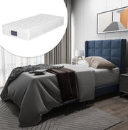 Letto imbottito 90x200 cm blu con materasso a molle H3
