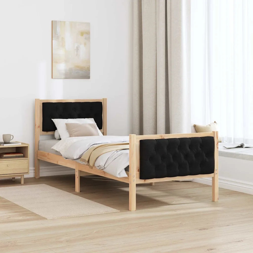 Struttura del letto con testiera Nero 80 x 200 cm Pino massello 878431