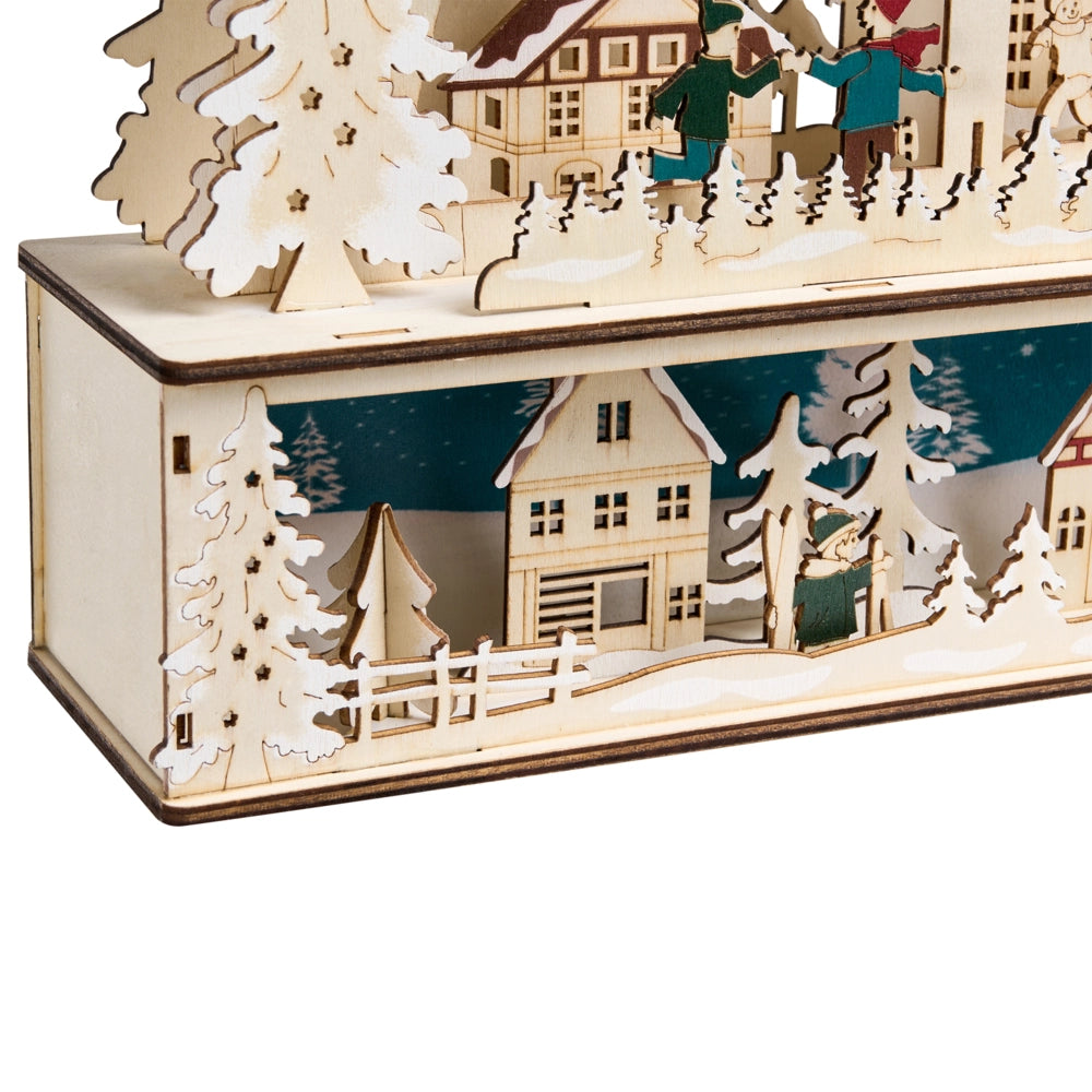 Decorazione natalizia in legno con illuminazione LED Ornamento Accessori natalizi alimentati a batteria Marrone chiaro