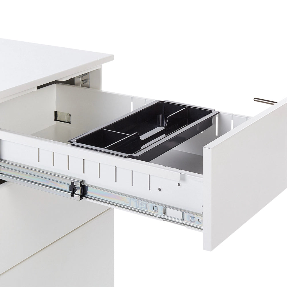 Armadietto mobile contenitore in metallo bianco con 3 cassetti con serratura a chiave e ruote industriali moderno Home Office Garage