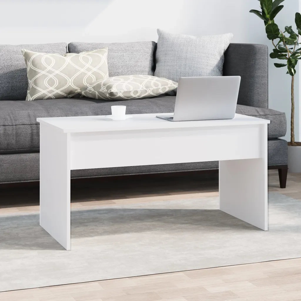 Tavolino da Salotto Bianco 102x50,5x52,5cm in Legno Multistrato 809629