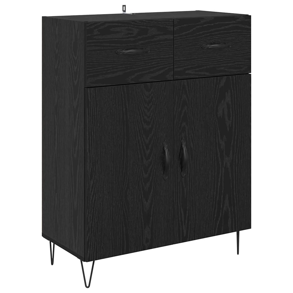 Credenza Rovere Nero 69,5 x 34 x 90 cm Legno multistrato