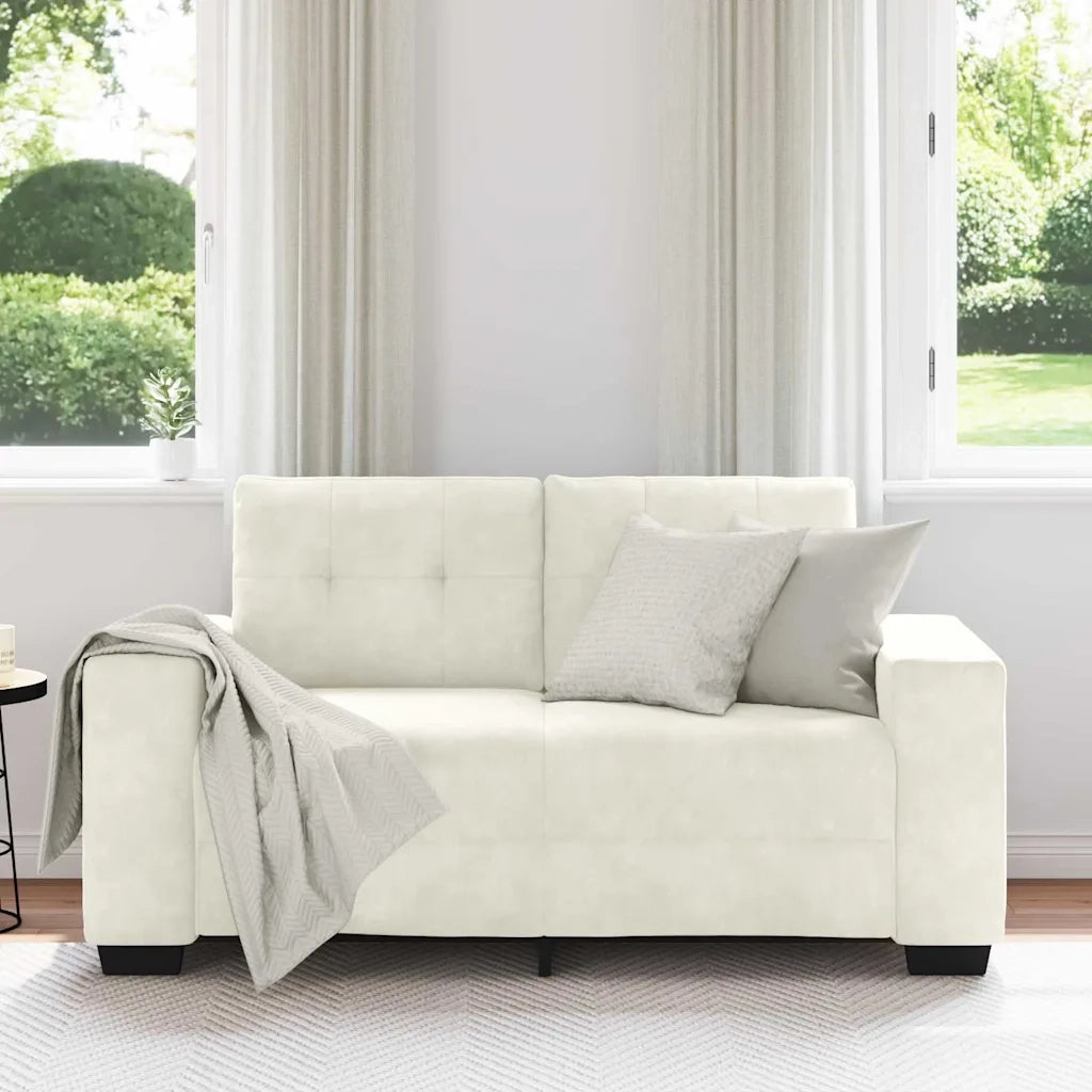 vidaXL Divano Divanetto Crema 120 cm in Velluto