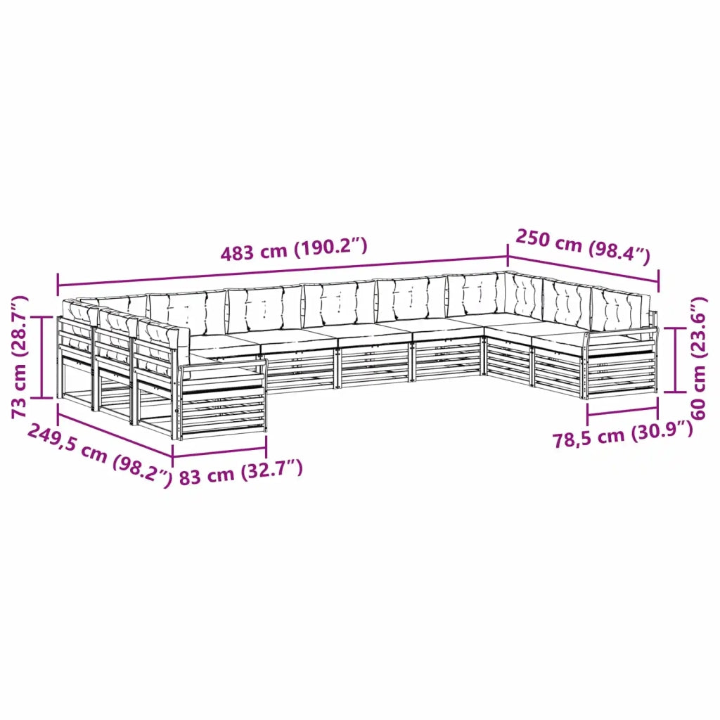 Set divani 8 pcs Naturale e Beige Legno di Acacia Massello 3374213