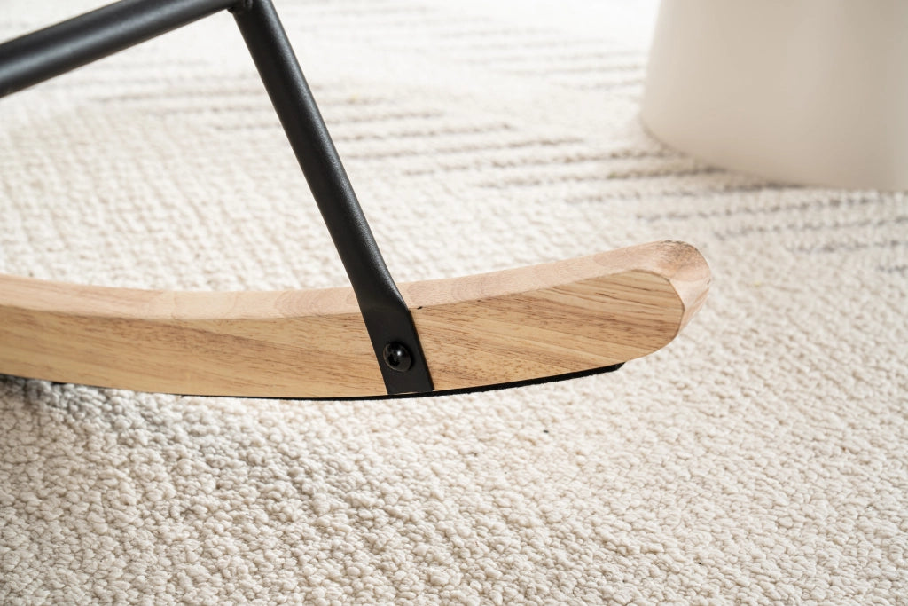 Sedia a dondolo ergonomica - Zephmum- 92x65 cm - Bianco - Con poggiapiedi, telaio in legno di gomma, portata 250 lbs