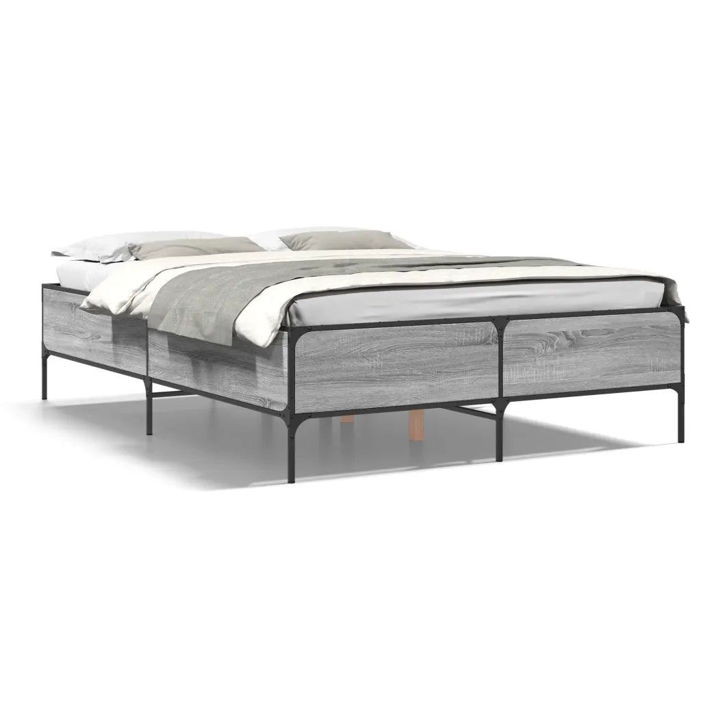 Giroletto-Struttura Letto Grigio Sonoma 140x200 cm in Legno Multistrato Metallo 704579