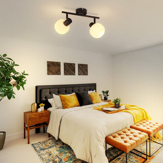 ZMH Faretto da soffitto nero E14 paralume in vetro vintage da interni