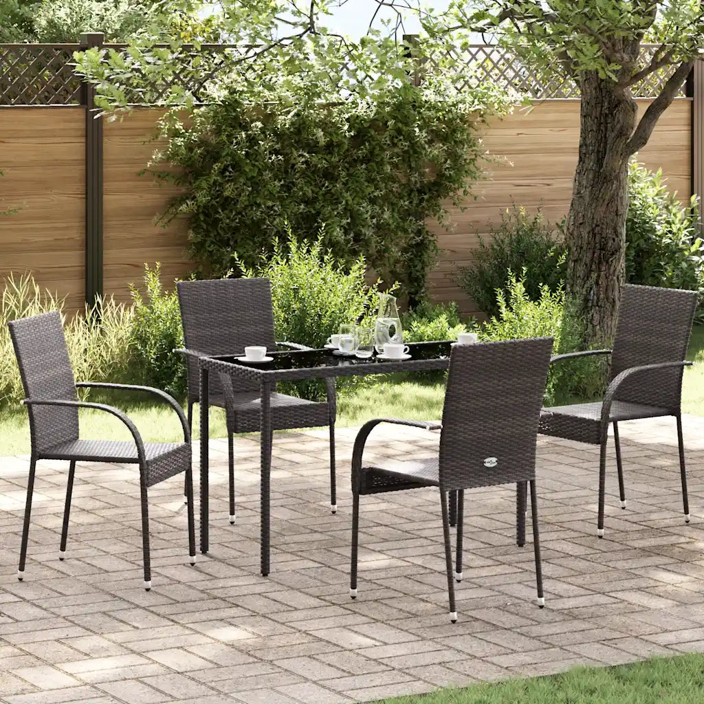 Sedie da Esterno Impilabili 4 pz in Polyrattan Marrone 310083
