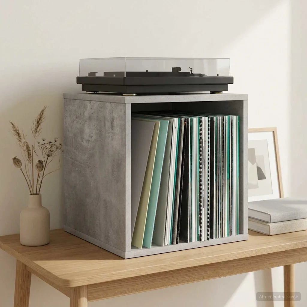Scatola per album in vinile Grigio Cemento 37 x 36,5 x 38 cm 8012848