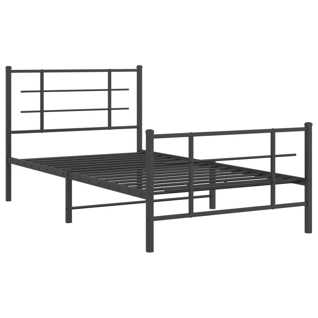 Giroletto con Testiera e Pediera Metallo Nero 100x200 cm 355574