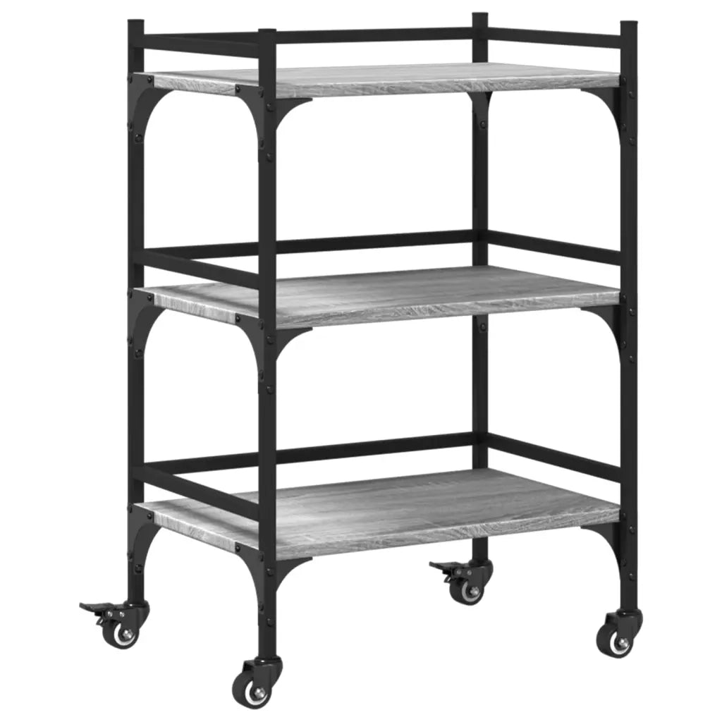 Carrello da Cucina Grigio Sonoma 50x35x75,5cm Legno Multistrato 842349