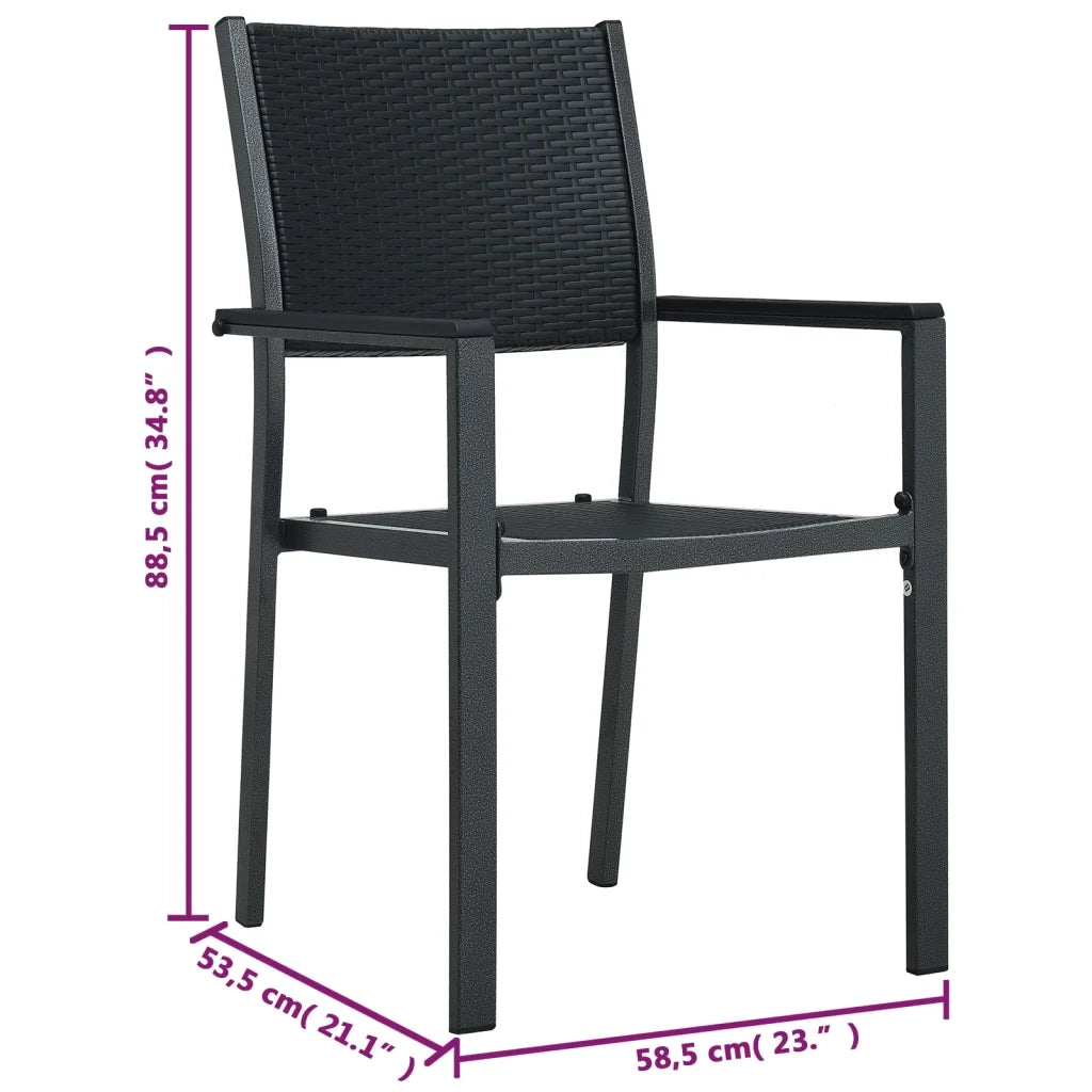 Sedie da Giardino 2 pz | Sedie da Esterno Nere in Plastica Stile Rattan