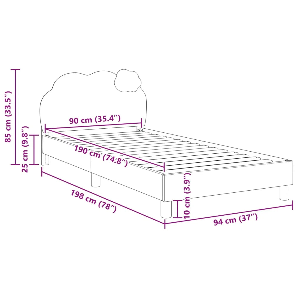 Struttura letto Bambini | Letto Infantile | Lettino con testata Blu 90 x 190 cm PU