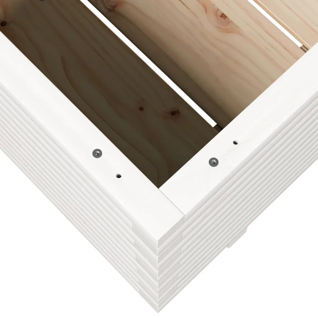 Fioriera da Giardino-Vaso da Esterno Bianca 90x60x49,5cm Legno Massello di Pino 861708