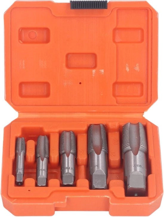 Set a strumenti a vite a 5 elementi NPT - Acciaio carbonio - Cassetta in plastica - Meccanica del falegname