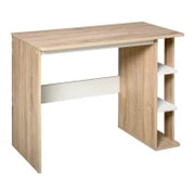Scrivania Moderna in Legno con Scaffale a 3 Ripiani, 100x44x74cm, Bianco e Quercia