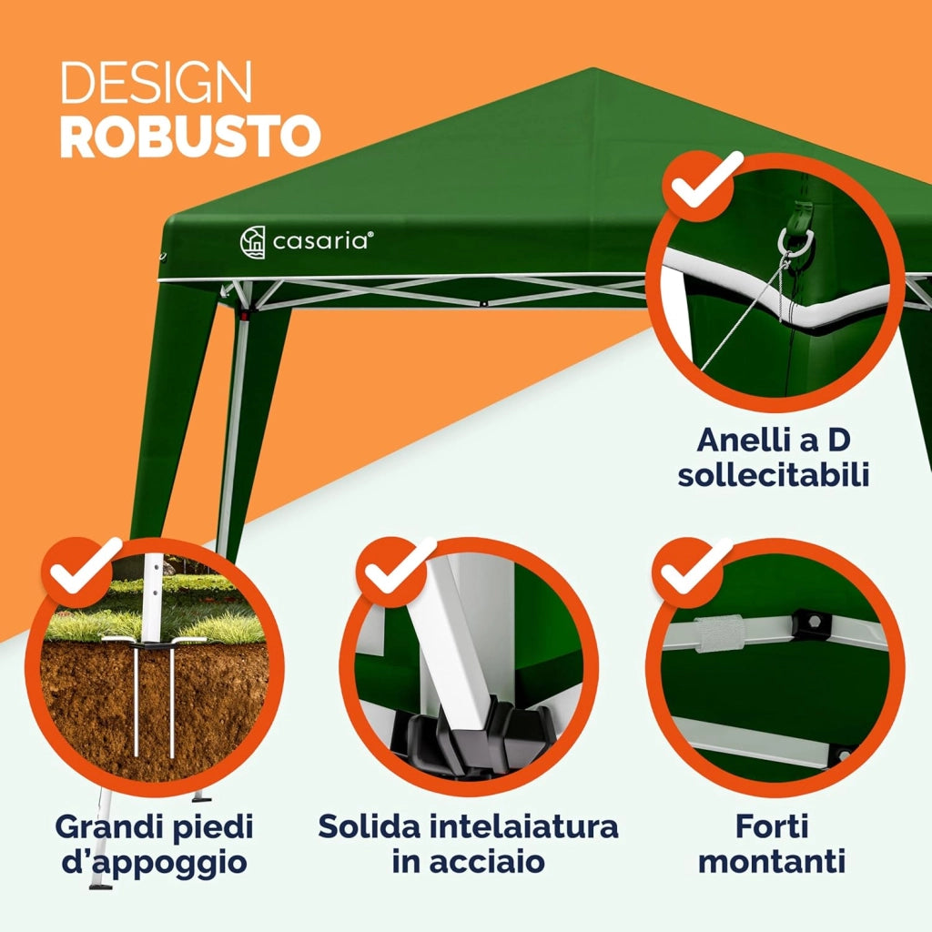 ® Gazebo da Giardino Capri 3x3m Pop-Up Protezione 50+ Impermiabile Tenda a Fisarmonica Verde