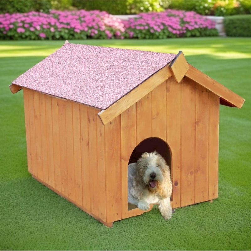 Cuccia da esterno per cani taglia piccola in legno 70x110 cm – tetto a guaina – spessore 16 mm – NC0711.01 Foresta