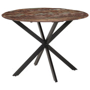 Tavolo da Pranzo Ã˜110x78cm Legno Massello di Recupero e Acciaio cod mxl 12670