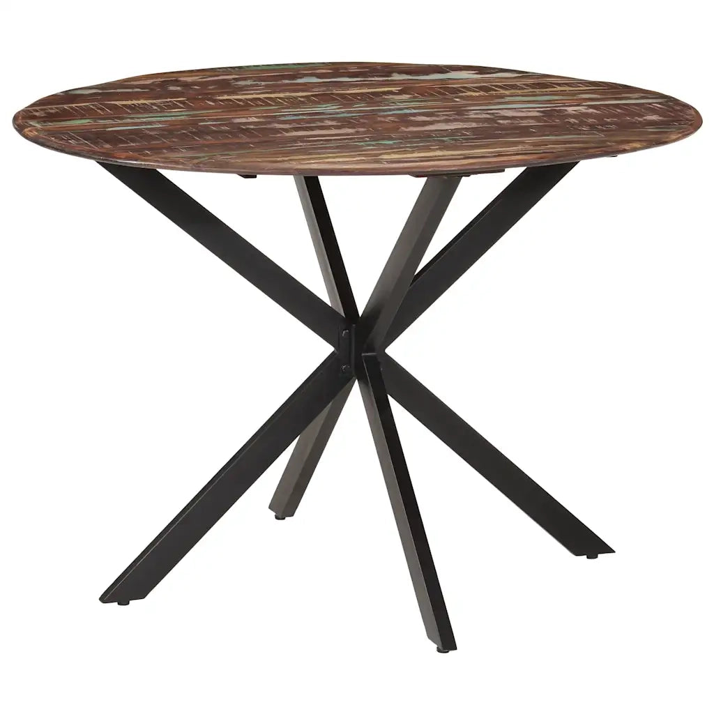 Tavolo da Pranzo Ã˜110x78cm Legno Massello di Recupero e Acciaio cod mxl 12670