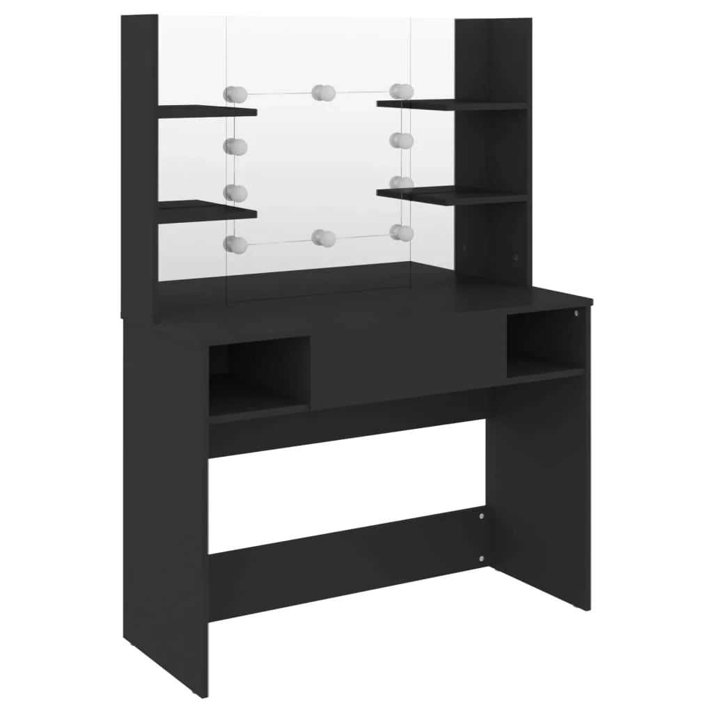 Toeletta tavolo da trucco di design mobile da camera da letto con illuminazione a LED 100 x 40 x 135 cm MDF nero 02_0006360
