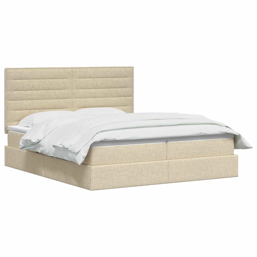 Letto con Contenitore con testiera Crema 180 x 200 cm Tessuto 3459781