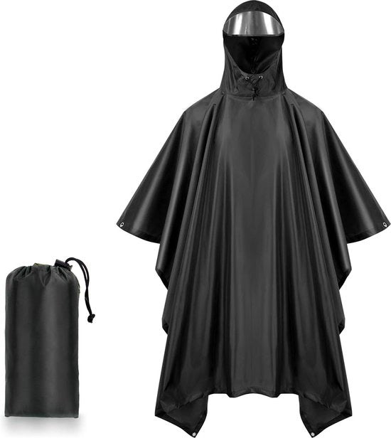 Reggisole multifunzionale 3-in-1 impermeabile riciclabile - Reggisole ombrello tenda telo di copertura - Attività all'aperto per bicicletta escursioni campeggio - Nero XL