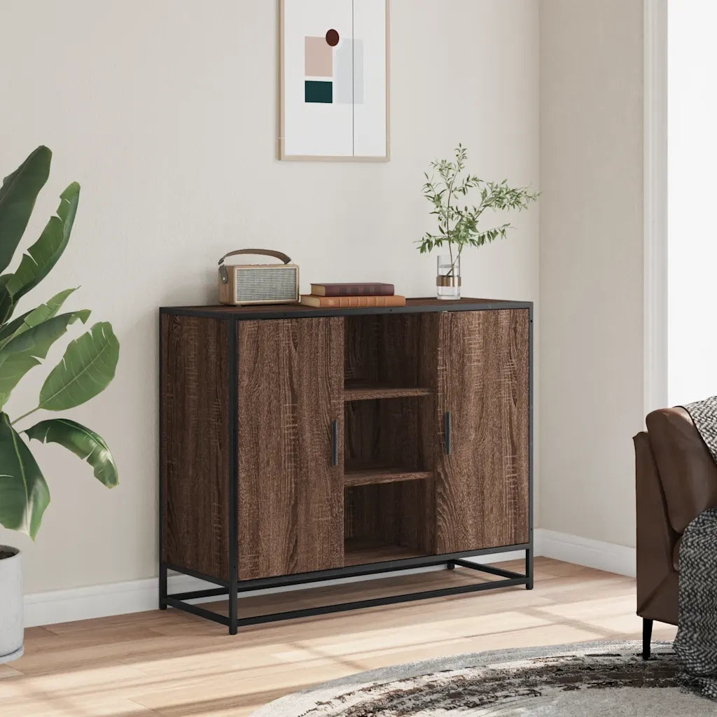 Credenza Rovere Marrone 92x35x76 cm in Legno Multistrato