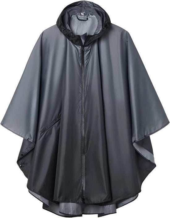 Poncho per adulti, apribile, impermeabile, con cappuccio e chiusura a zip, per uso all'aperto