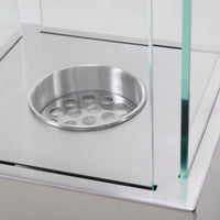 Camino a Bioetanolo da Tavolo 20x20x33 cm in Acciaio e Vetro Grigio