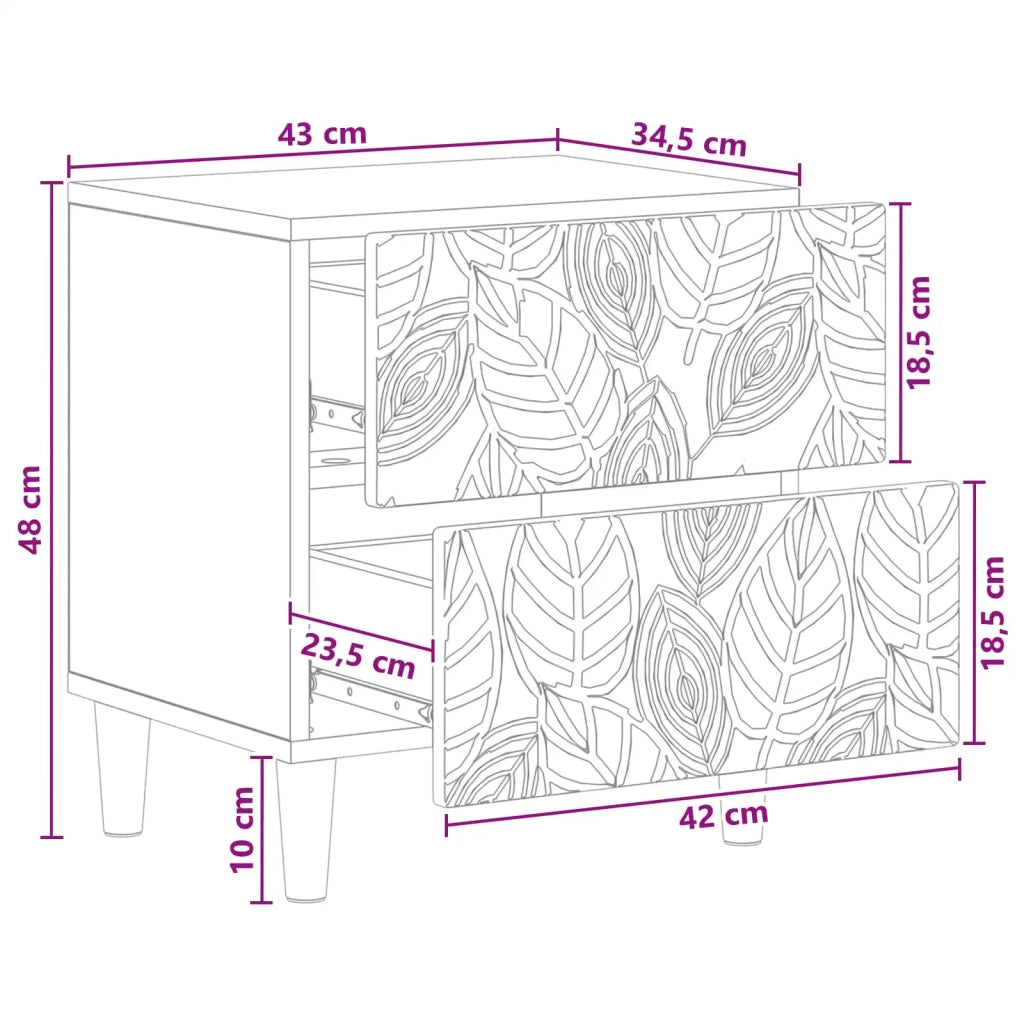 Comodino Grigio Cemento 43 x 34,5 x 48 cm Legno ingegnerizzato 894991