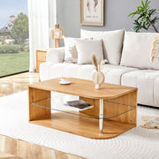 Tavolino da Caff¨¨ con Ripiano in Vetro e Legno ¨C MINIMAL ¨C Moderno, Soggiorno, 100x60x42 cm