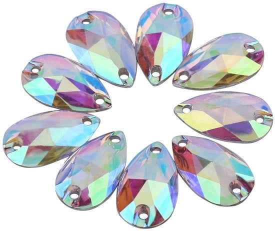 Pietre per cucire a goccia 200 pezzi - forma a fori doppia - materiale ecologico - decorazione - alta qualità - strass
