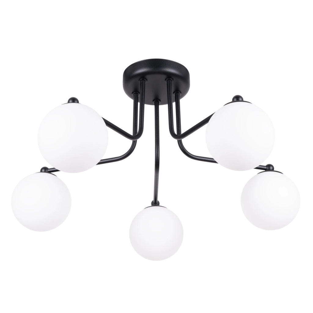 Lampadario da parete a LED Astral French Sky a 5 luci, in acciaio bianco e nero, in vetro