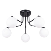 Lampadario da parete a LED Astral French Sky a 5 luci, in acciaio bianco e nero, in vetro