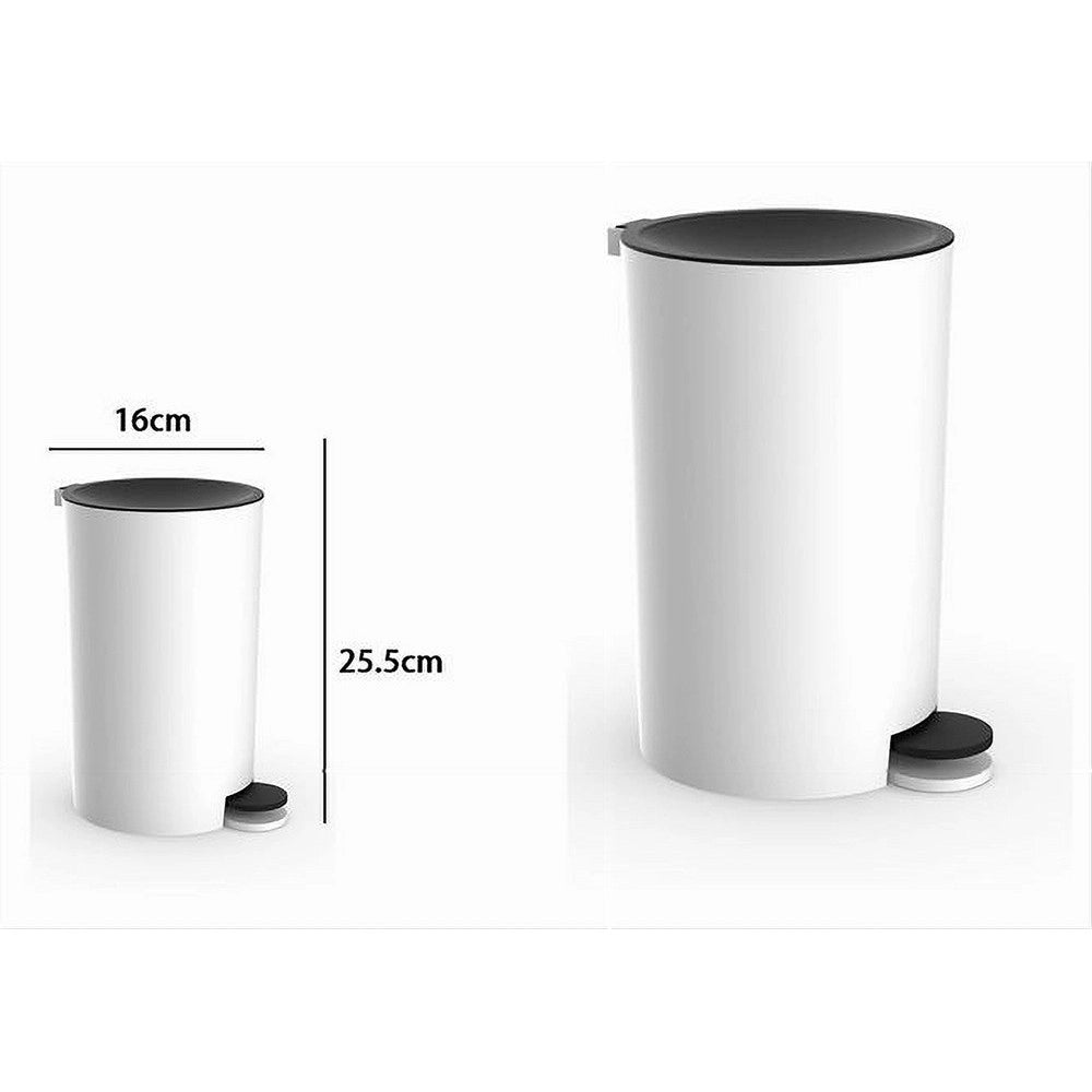 Trade Shop - Cestino Pattumiera A Pedale Arredo Bagno Bianco Nero In Plastica Accessori 69769 -