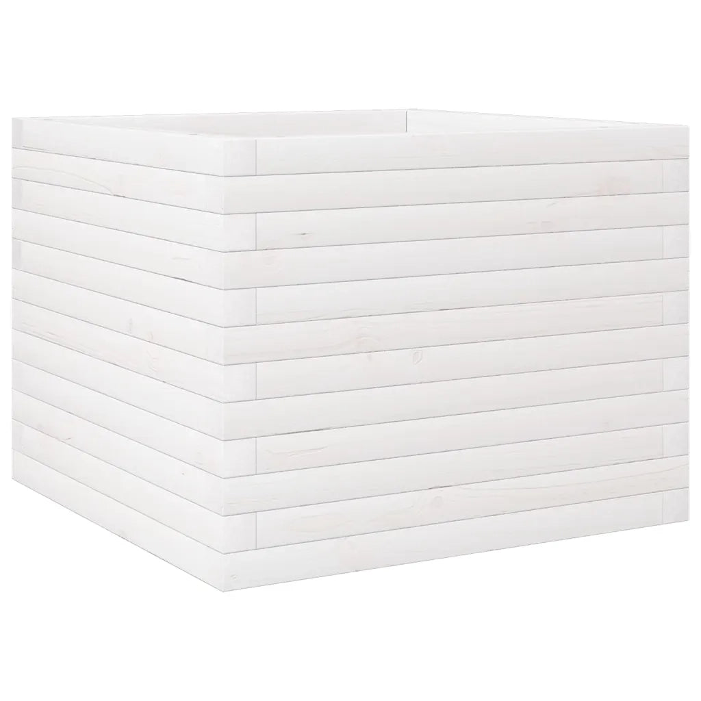 Fioriera da Giardino-Vaso da Esterno Bianca 60x60x46 cm Legno Massello di Pino
