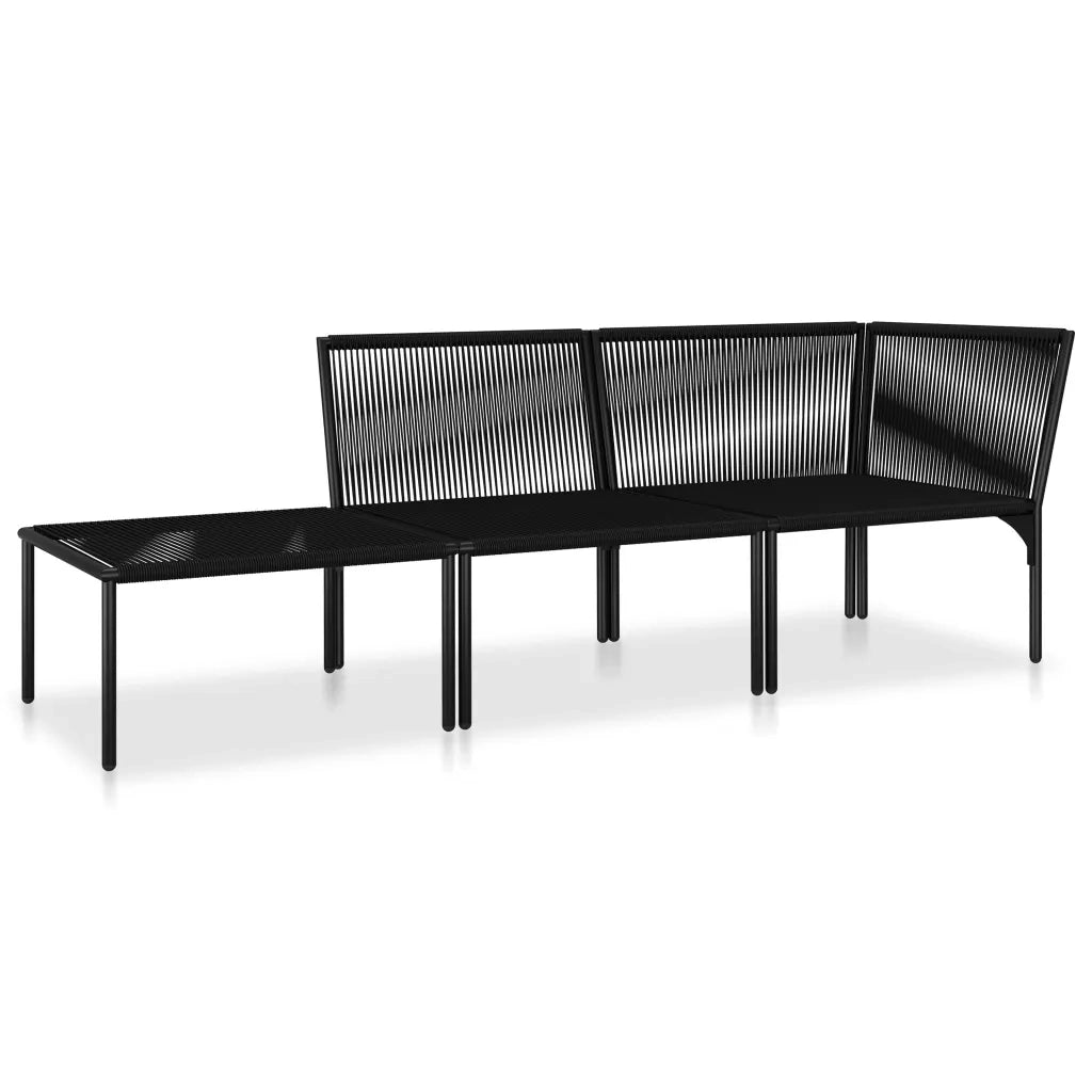 Set Divani da Giardino 3 pz con Cuscini Neri in PVC cod mxl 34909