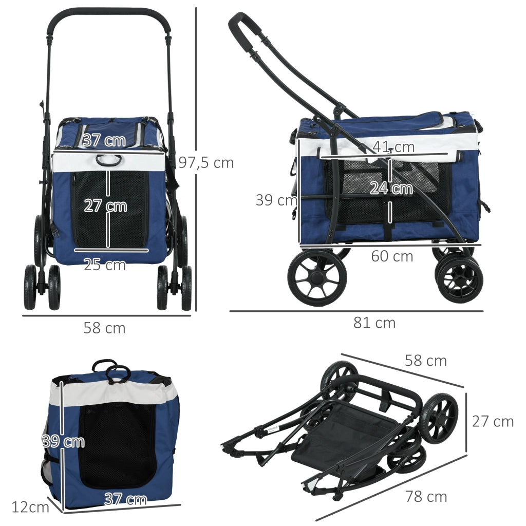 Casetta per Cani Pieghevole con Carrello ¨C zephmum ¨C Blu