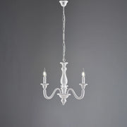Lampadario Shabby Chic Lucca Legno Bianco 3 Luci E14