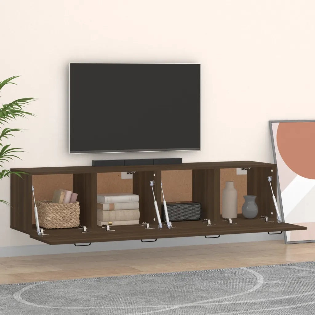 Armadietto a Muro | Mobili Parete 2 pz Rovere Marrone 60x36,5x35 cm in Multistrato